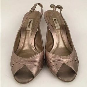 Women’s Dune Rose Gold Leather Peep Toe Slingback Heels 8.5